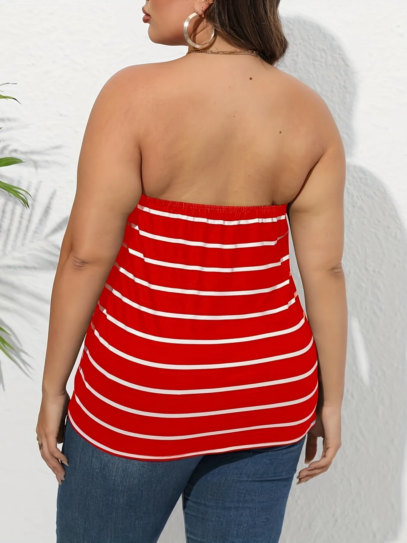 Stylish Plus Size Pin Stripe Tube Top for Women