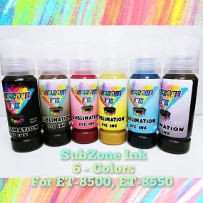 SubZone Ink 6 colors for Eco Tank  8500/8550 (CMYK plus Gray and Photo Black) 70ml or 135ml Bottles!