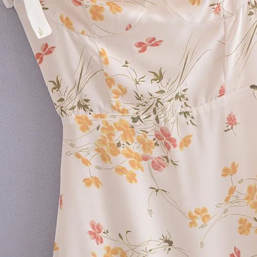 Summer Ivory Color Floral Print Women Dress