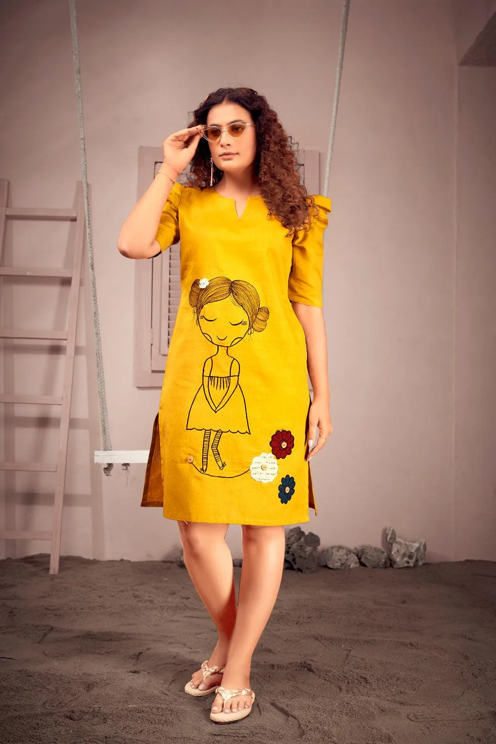 Summer Wear Patch Work Embroidery Cotton Dress