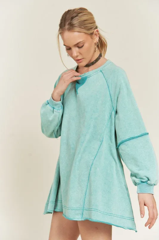 TEEK - COLORWASH POCKETED TUNIC SWEATSHIRT