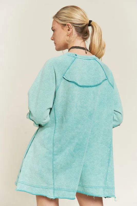 TEEK - COLORWASH POCKETED TUNIC SWEATSHIRT