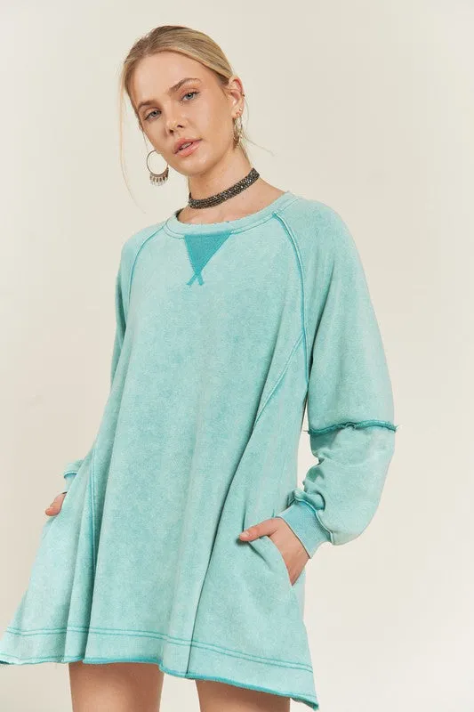 TEEK - COLORWASH POCKETED TUNIC SWEATSHIRT