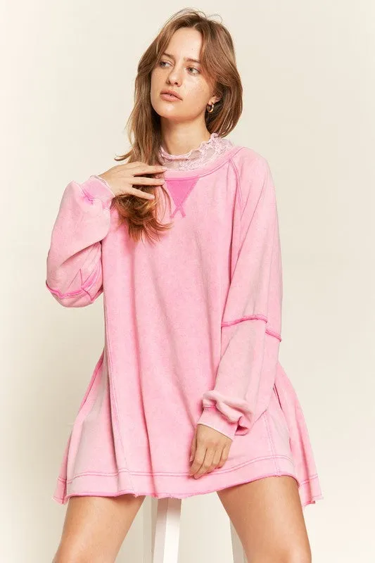 TEEK - COLORWASH POCKETED TUNIC SWEATSHIRT