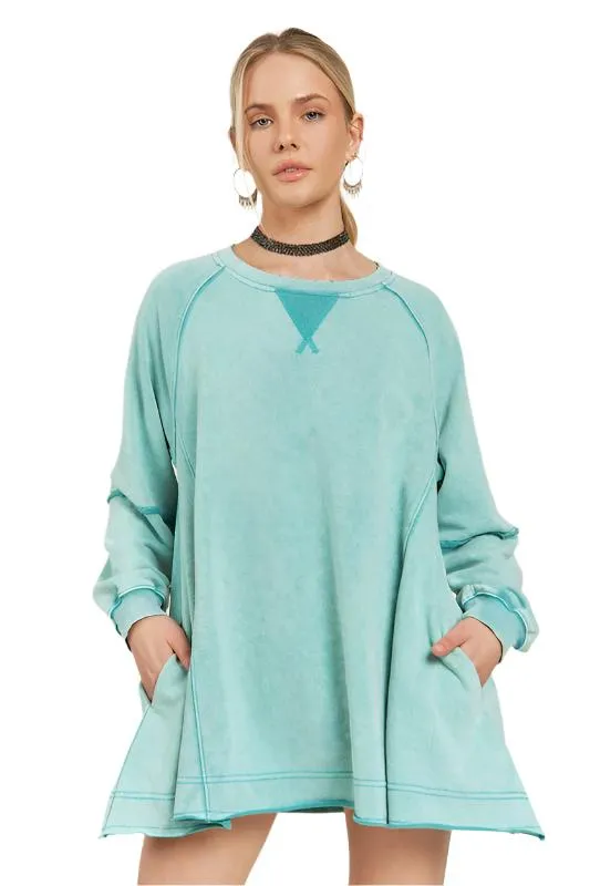 TEEK - COLORWASH POCKETED TUNIC SWEATSHIRT