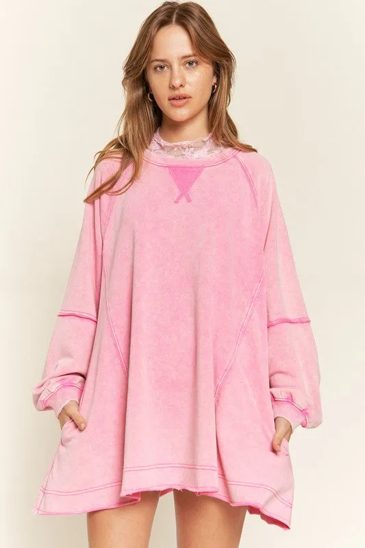 TEEK - COLORWASH POCKETED TUNIC SWEATSHIRT