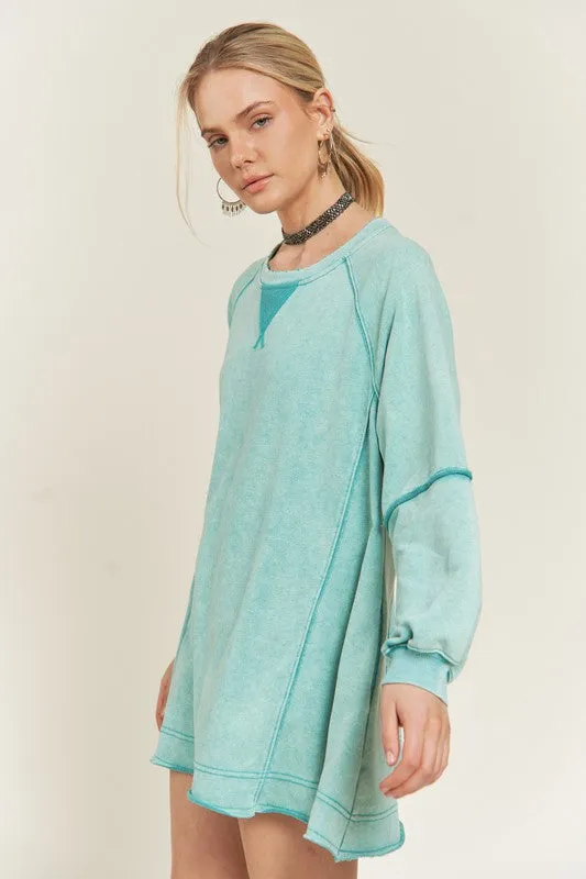 TEEK - COLORWASH POCKETED TUNIC SWEATSHIRT