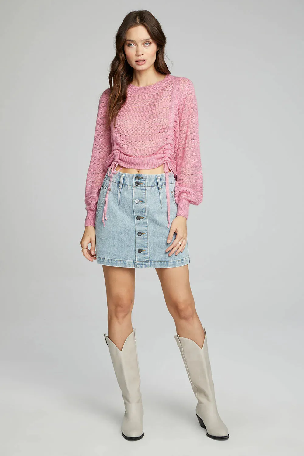 The Addy Denim Mini Skirt by Saltwater Luxe