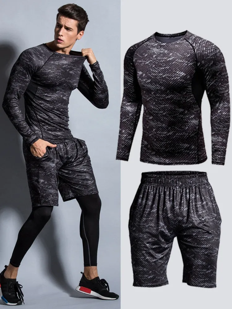 tights men's sports suit gym man's sportswear sport clothes for men training jogging tracksuits running compression sport suits