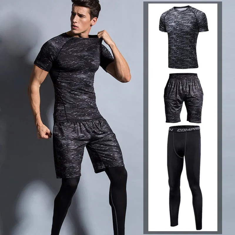 tights men's sports suit gym man's sportswear sport clothes for men training jogging tracksuits running compression sport suits