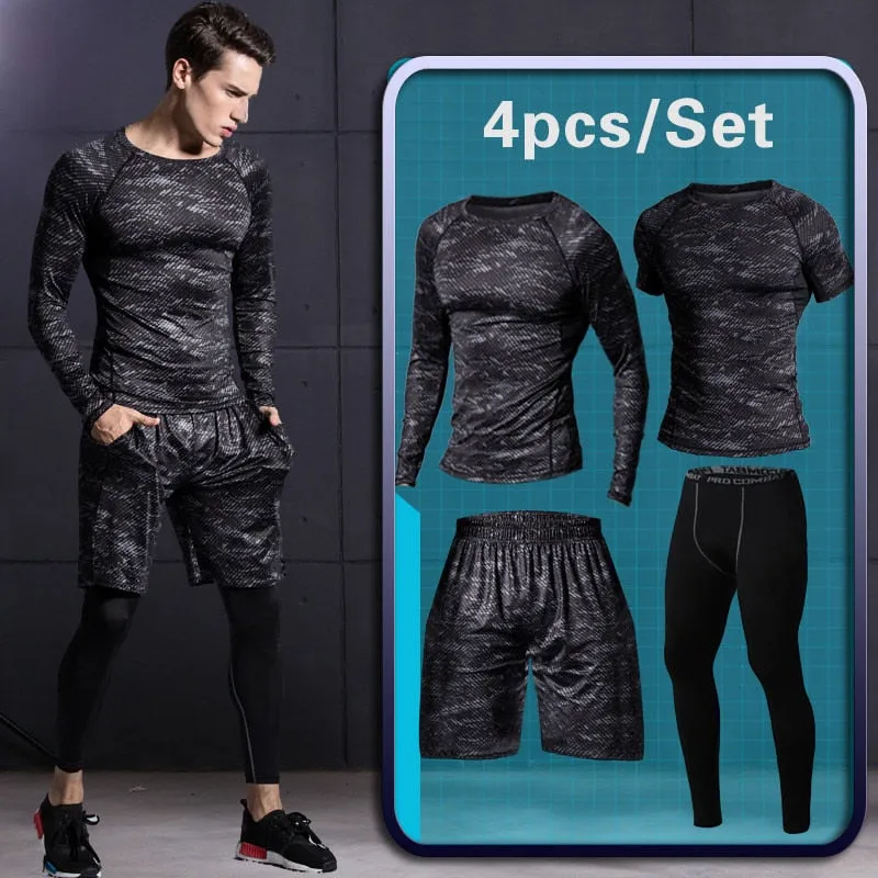 tights men's sports suit gym man's sportswear sport clothes for men training jogging tracksuits running compression sport suits