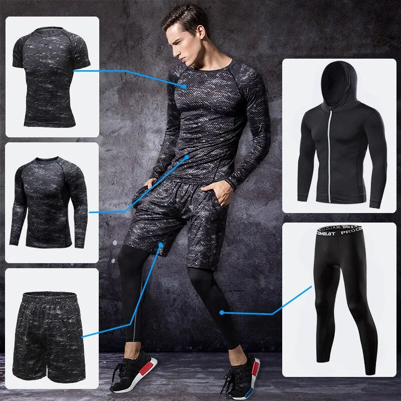 tights men's sports suit gym man's sportswear sport clothes for men training jogging tracksuits running compression sport suits