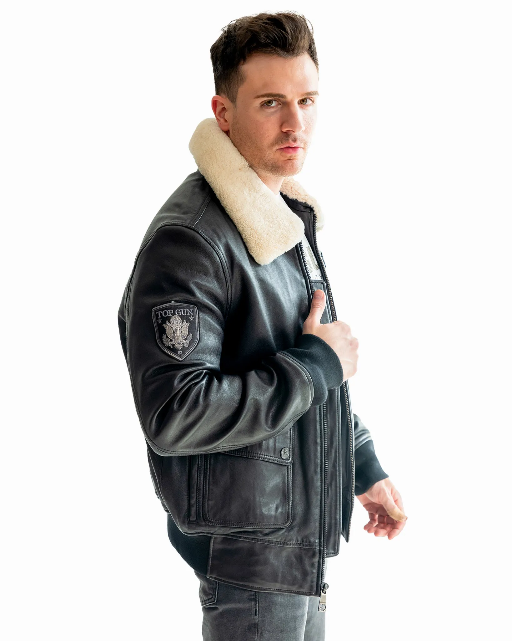 TOP GUN® AVIATOR LUXURY LEATHER BOMBER