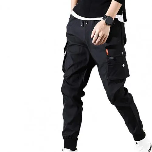 Trendy Men Joggers Solid Multi-pocket Cargo Pants