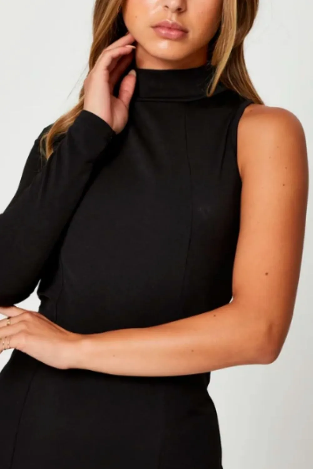 Turtle Neck One Shoulder Bodycon