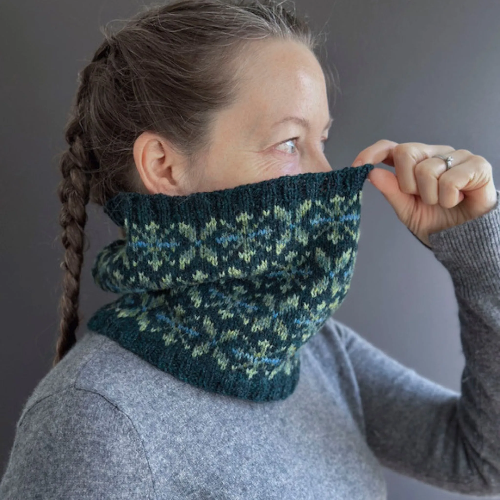 Underwood Tam, Cowl, & Mittens by Virginia Sattler-Reimer in J&S 2ply