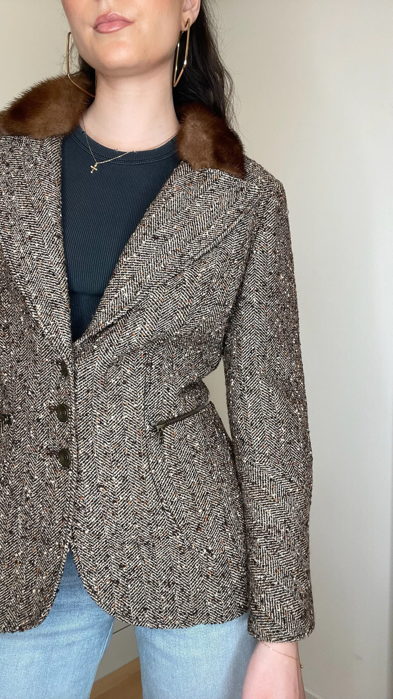 Vintage Blazer with Fur - M