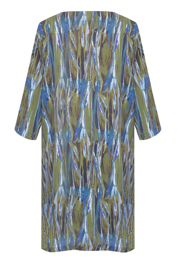 Wheat Blue/Olive - V Neck Tunic Dress