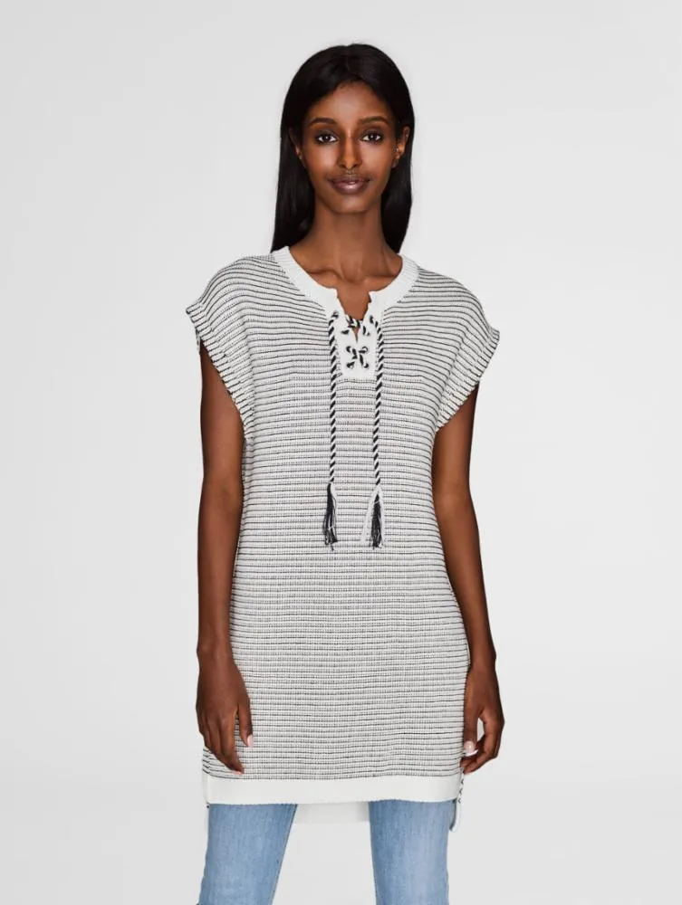 White   Warren - Lace Up Tunic White Multi