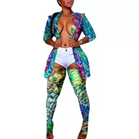 Wholesale women's lapel jacket with leg socks nightclub suit 2PCS(CL8465)