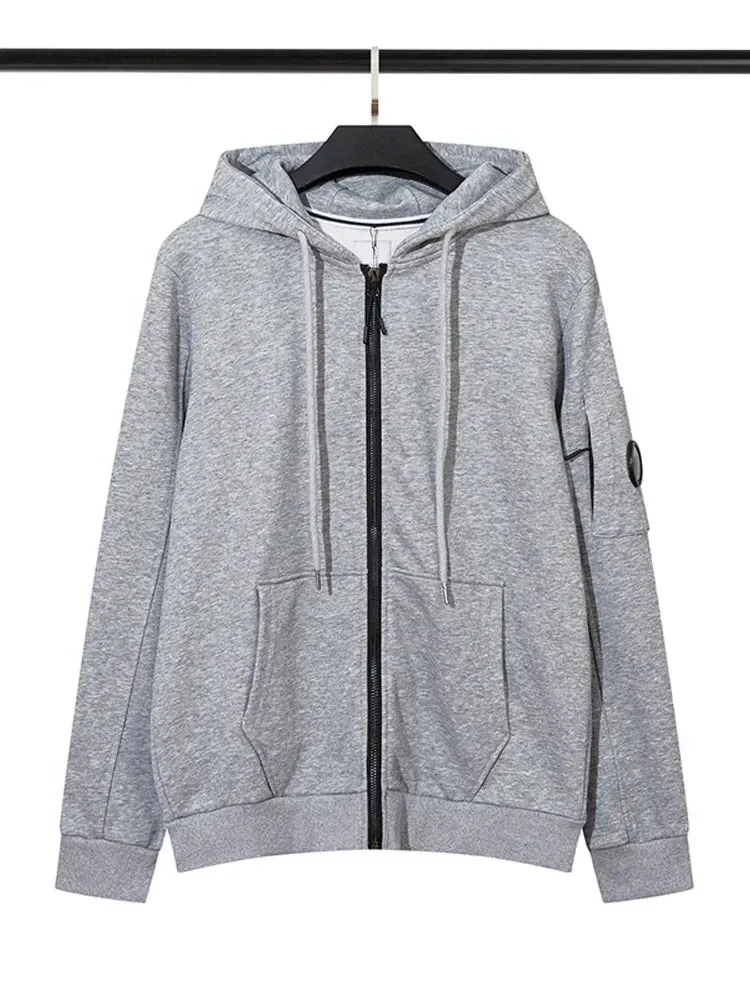 Wiaofellas  -  Fashion Brand Solid Color Lens Designer Coat Men's Casual Loose Pocket Zipper Hooded Sweatshirt Autumn High Street Street Hoodie