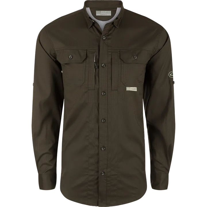 Wingshooters Trey Dobby Solid LS Shirt - Black Olive