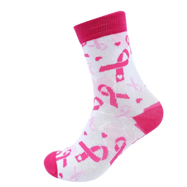 *Women's Breast Cancer Ribbon Novelty Socks