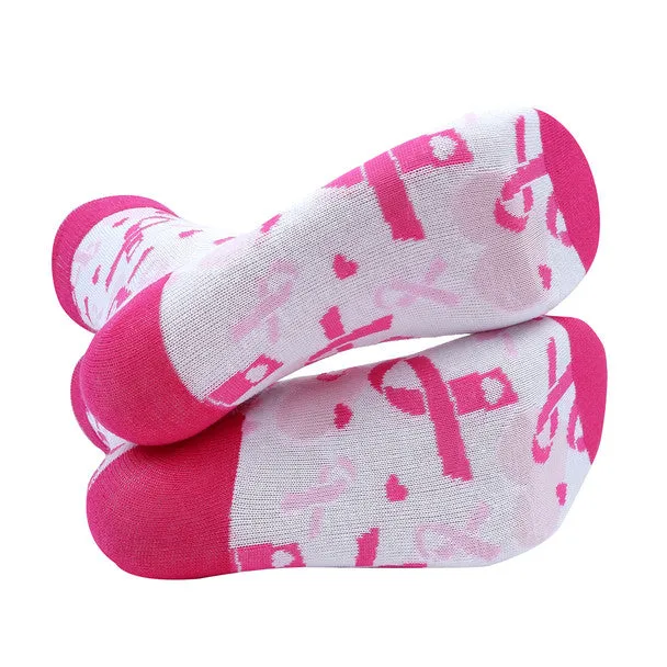 *Women's Breast Cancer Ribbon Novelty Socks