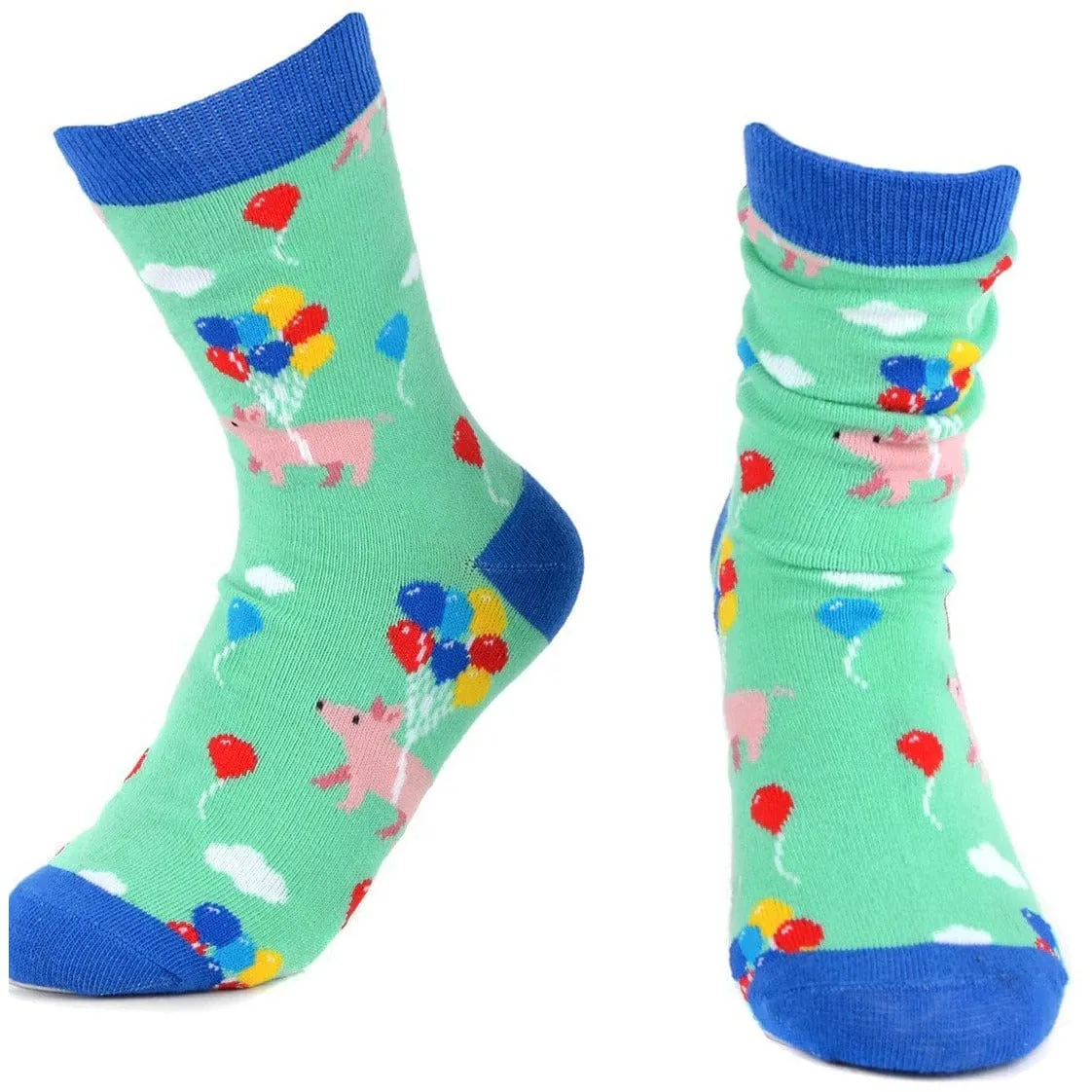 Women's Cute Pigs with Balloons Socks--Pigs Trying to Fly! *