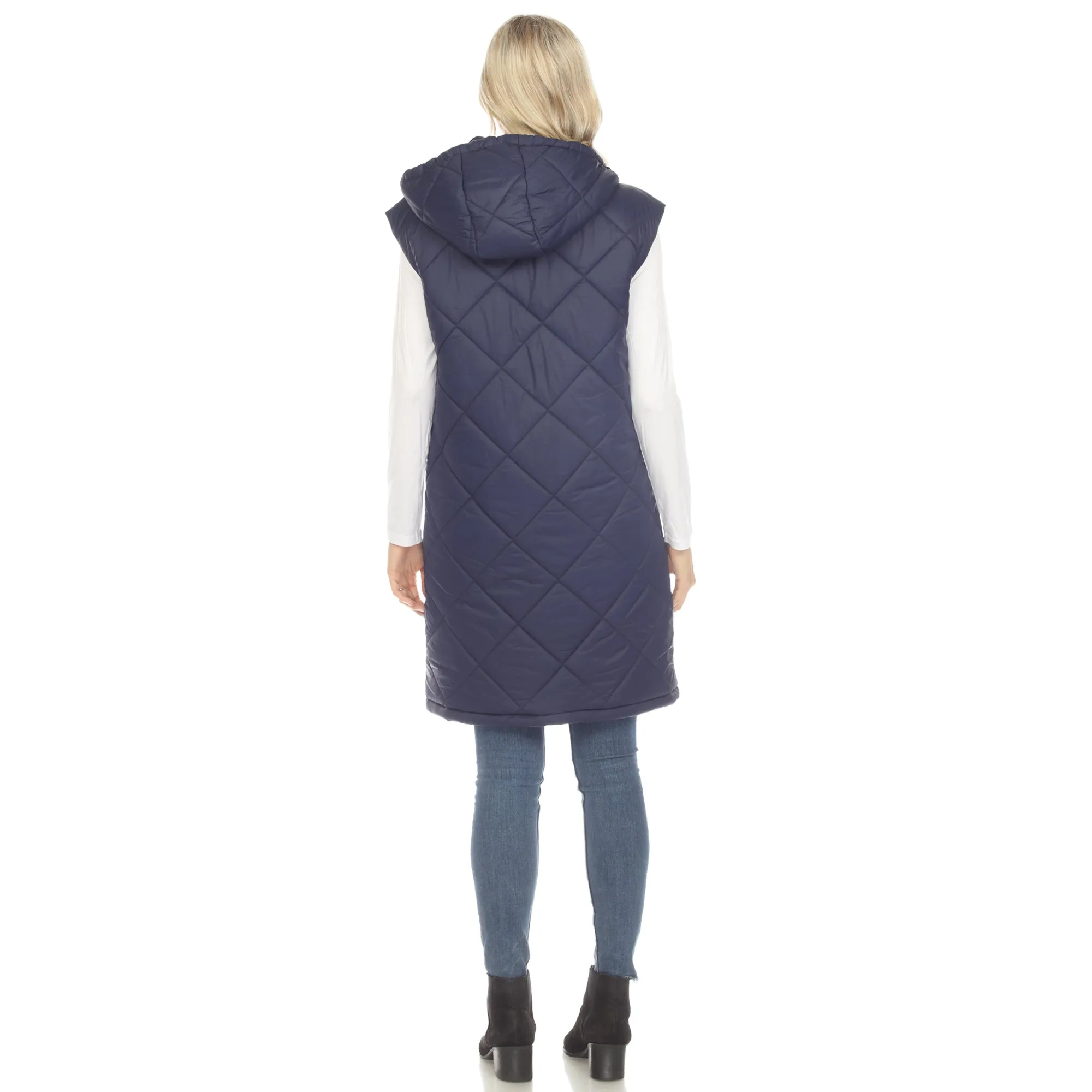 Women's Diamond Quilted Hooded Puffer Vest