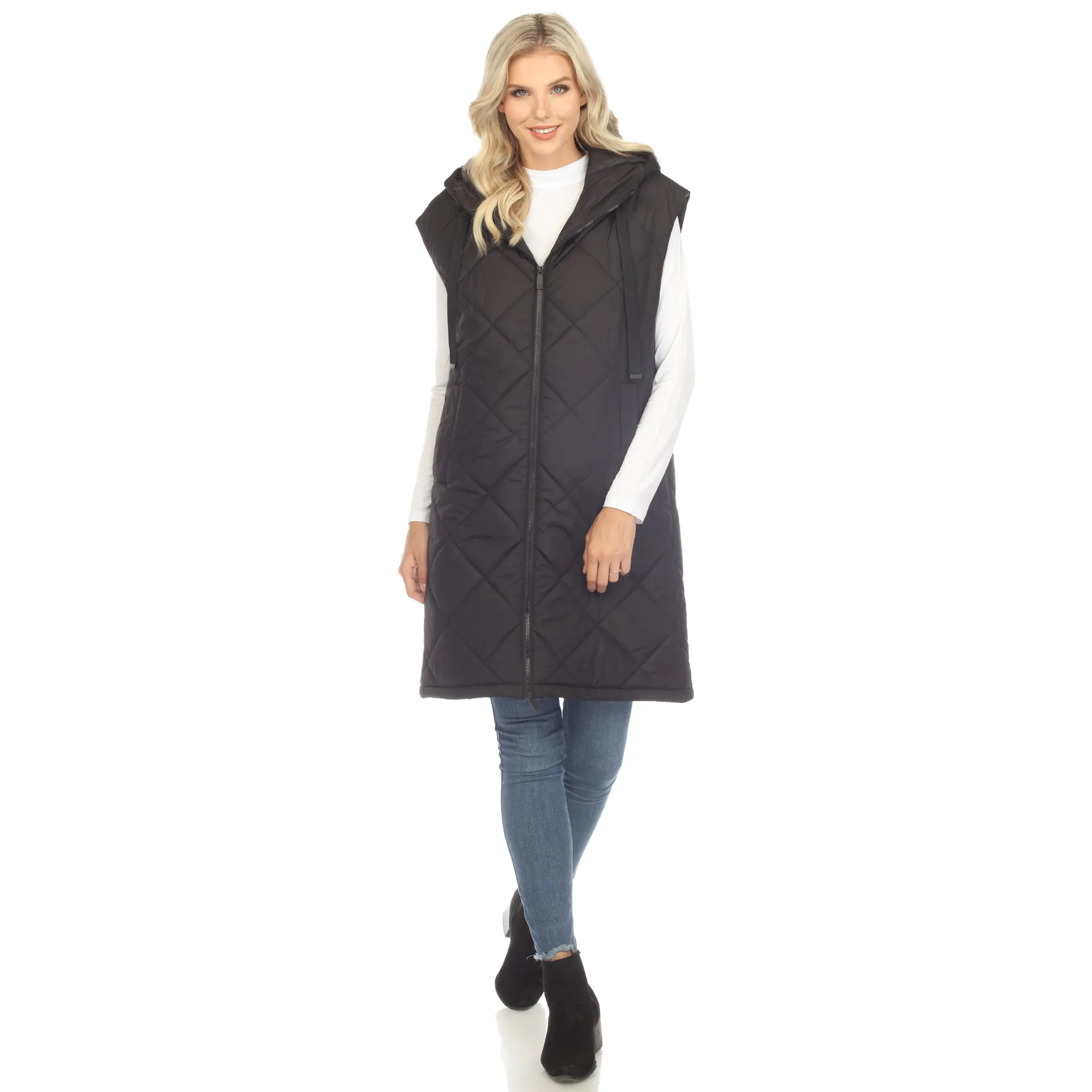 Women's Diamond Quilted Hooded Puffer Vest