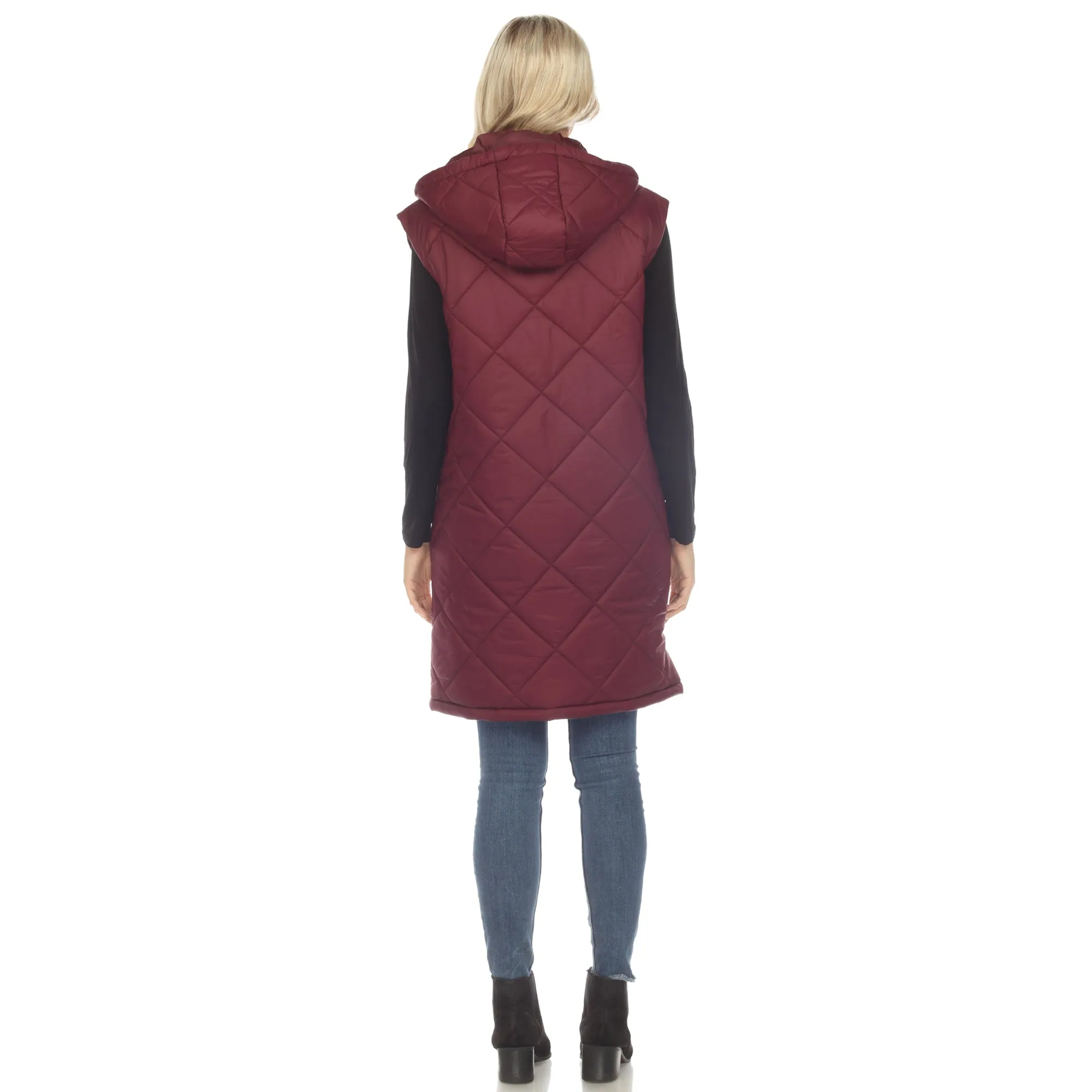 Women's Diamond Quilted Hooded Puffer Vest