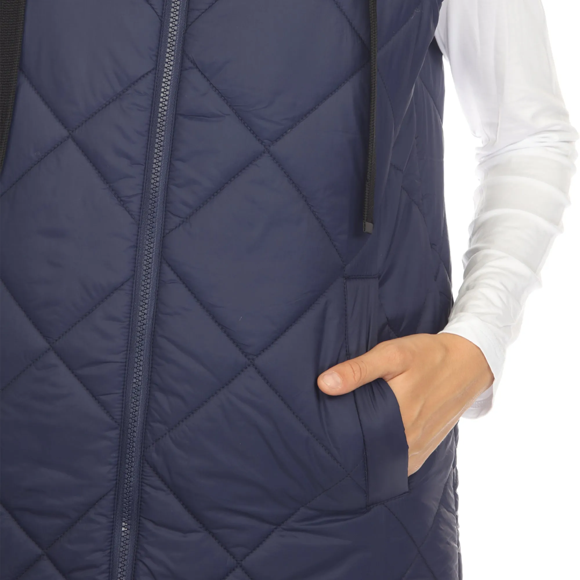 Women's Diamond Quilted Hooded Puffer Vest