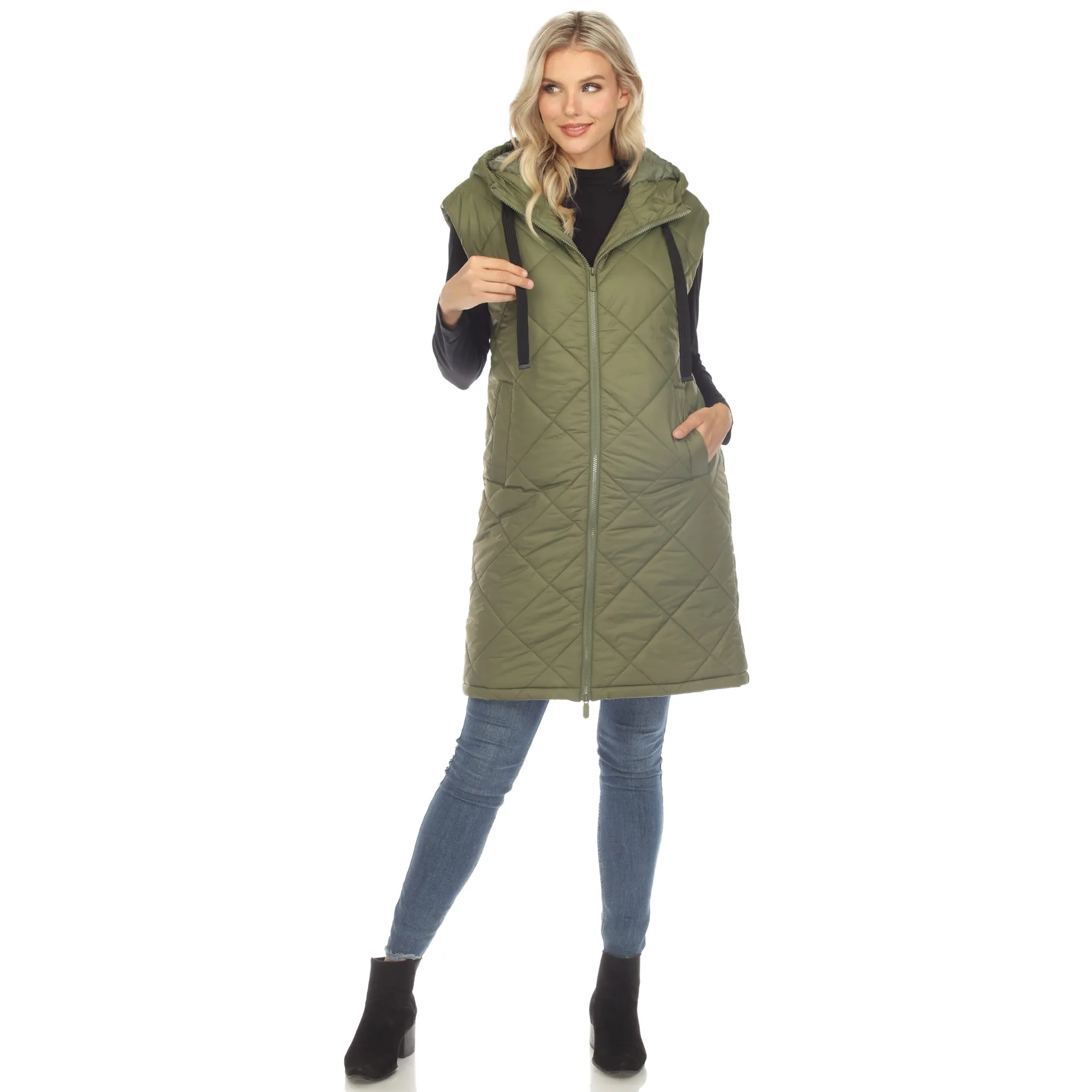 Women's Diamond Quilted Hooded Puffer Vest