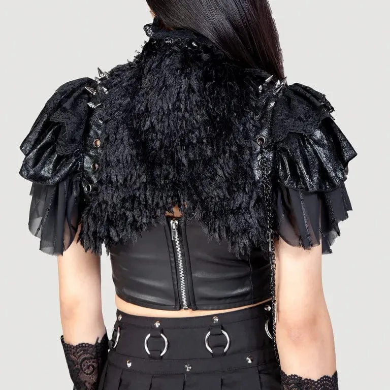 Women's Gothic Stand Collar Studded Faux Leather Cape