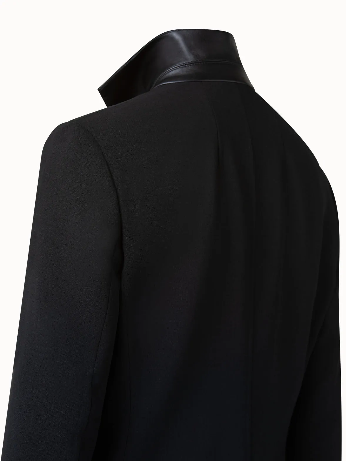 Wool Double-Face Blazer with a Leather-Lined Collar