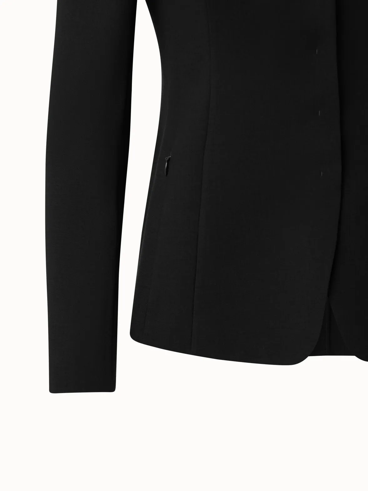 Wool Double-Face Blazer with Leather Collar