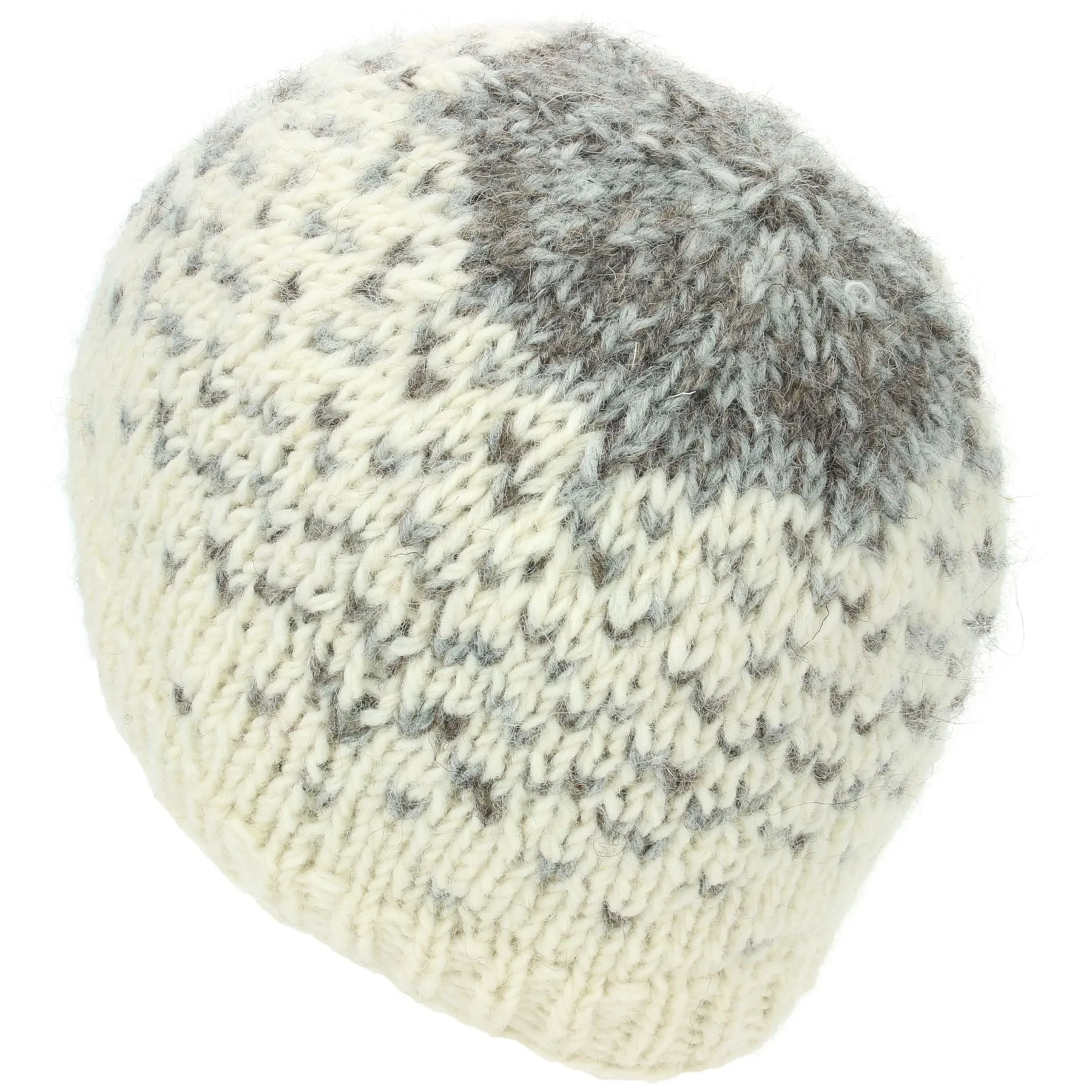 Wool Knit Beanie Hat - Cream