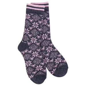 World's Softest Holiday Confetti Crew Socks Diamond Denim