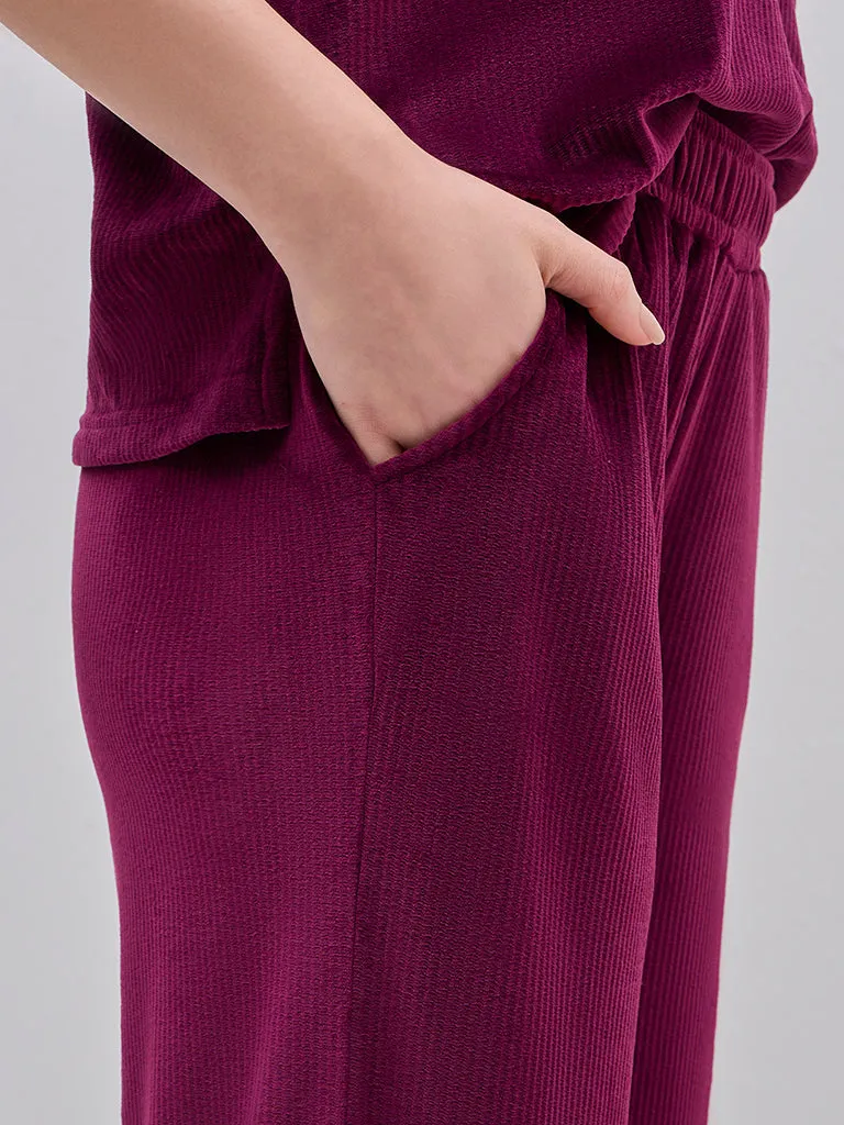 Wunderlove Purple Corduroy High-Rise Lounge Pants