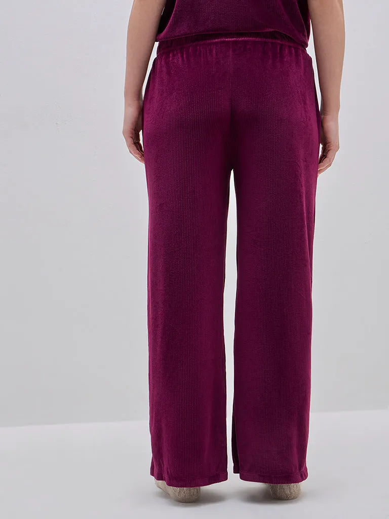 Wunderlove Purple Corduroy High-Rise Lounge Pants